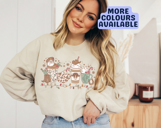 Cowboy Western Coffee Cup Christmas Sweatshirt