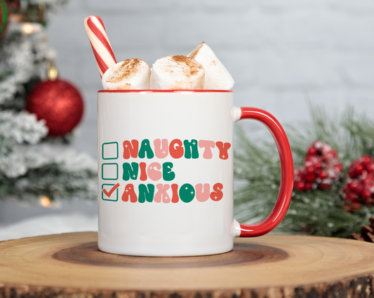 Naughty Nice Anxious Christmas Mug