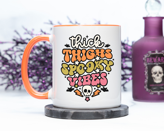 Thick Thighs Spooky Vibes Halloween Mug