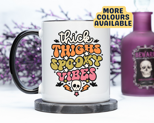 Thick Thighs Spooky Vibes Halloween Mug