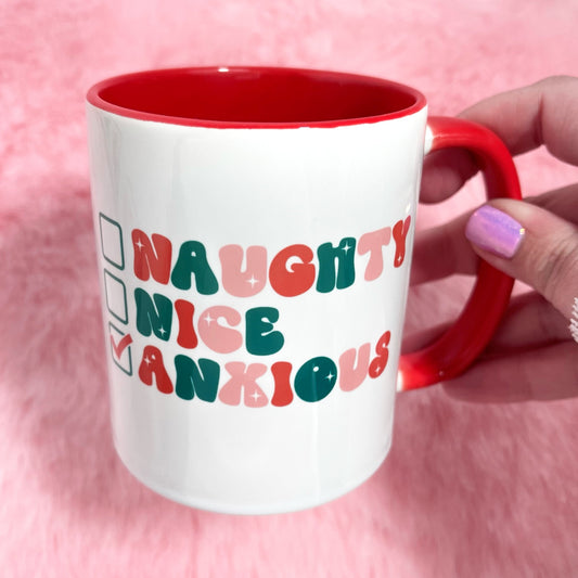 Naughty Nice Anxious Christmas Mug